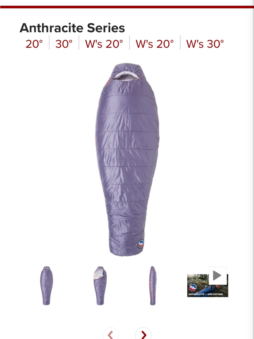 Anthracite Series Women's 20° Purple Sleeping Bag